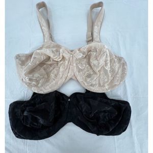 2 Wacoal Awareness Full Figure Underwire Bra 85567 Black & Nude 42DD